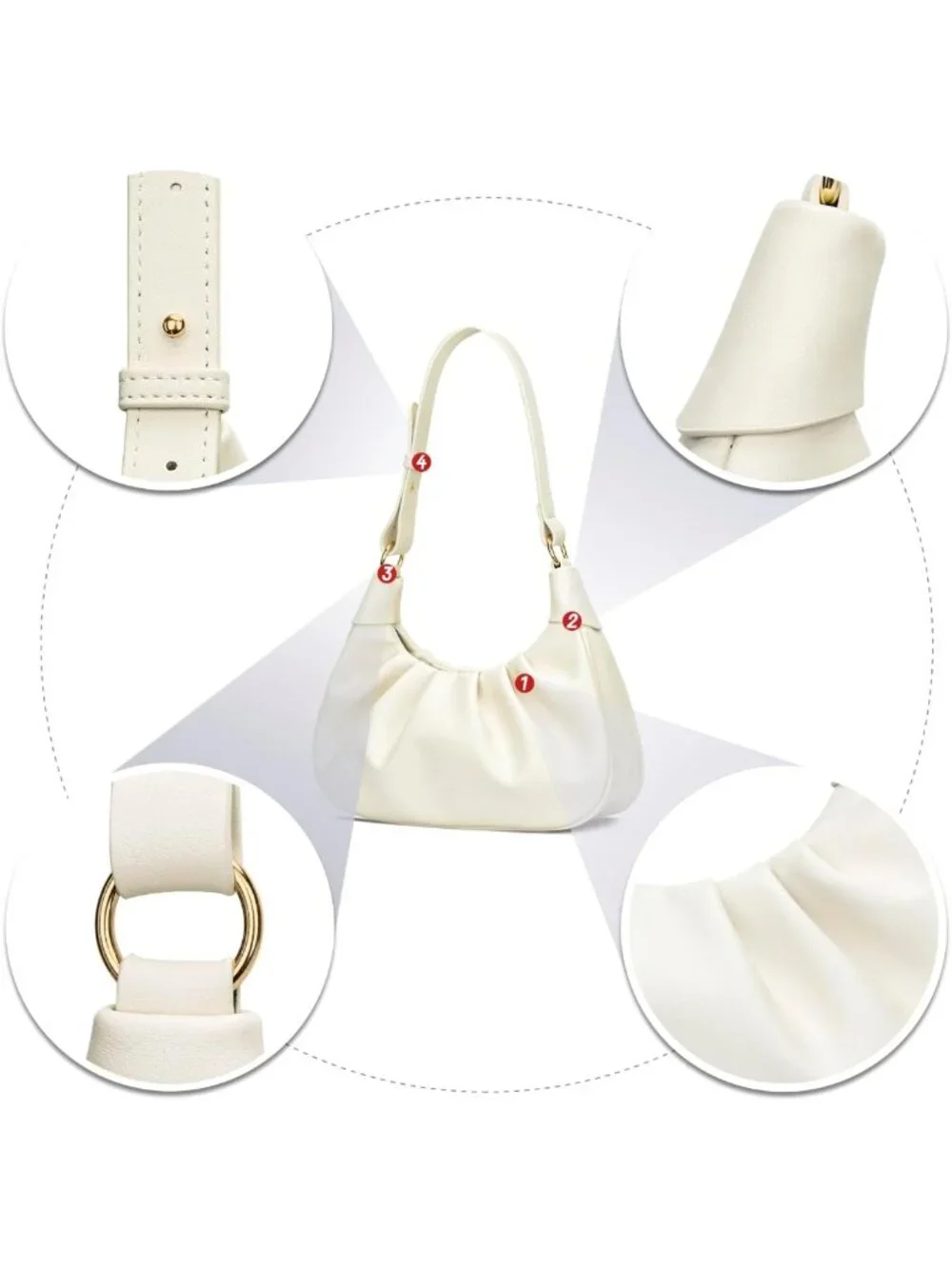 Chic Mini Hobo Shoulder Bag - Ruched Underarm Purse for Women, Stylish Crescent